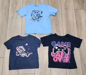 Girls Gamer Graphic Tees Shirts (Lot Of 3) Size XS (4-5/6-7) Pink & Blue - Picture 1 of 6