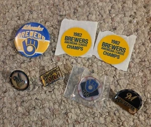 Lot Of Milwaukee Brewers Pins And Stockers '82 '04 '05 '06 '07 - Picture 1 of 6