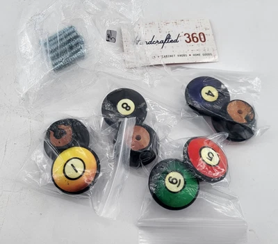 Pool Game Theme Billiard Ball Cabinet Knob Set Man Cave Furniture - Image 1 of 2
