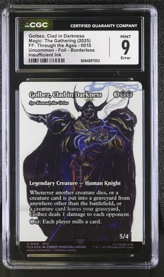 CGC 9 ERROR Golbez Clad in Darkness 0010 FOIL Final Fantasy MTG Insufficient Ink - Image 1 of 3