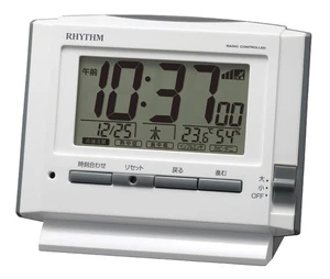 RHYTHM Alarm Clock Radio Temp Humidity Calendar Light 8RZ222SR03 - Picture 1 of 8