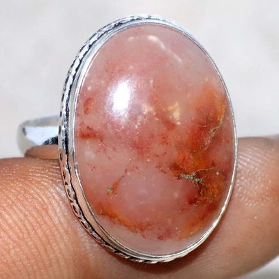 Клубничный кварц 925 серебро покрытием кольцо США 8 день рождения сюрприз подарок GW - Изображение 1 из 3