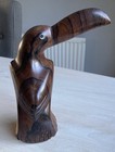 Vintage Hand Carved Wooden Toucan Figurine – Belize Exotic Hardwood Bird 10’’