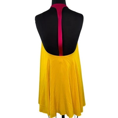 Vestido JayGodfrey Amarillo Rosa Cambio Fluido Seda Halter Cuello Fiesta Cóctel Talla 2 Foto 1 de 4
