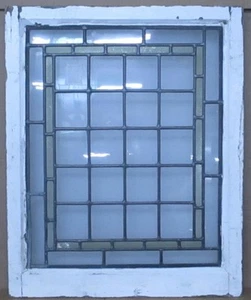 SIMPLE GEOMETRIC MIDSIZE OLD ENGLISH LEADED STAINED GLASS WINDOW 20.75" X 25.75" - Picture 1 of 3
