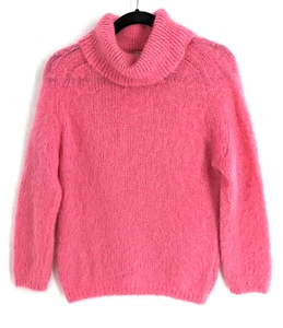 fully fashioned by Darlene size 36 pink turtleneck vintage mohair/wool sweater - Picture 1 of 13