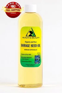 BORAGE SEED OIL ORGANIC GLA-20% by H&B Oils Center COLD PRESSED 100% PURE 24 OZ - Picture 1 of 12