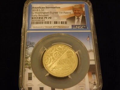 2018  AMERICAN INNOVATION Flag Label EARLY RELEASES Trump  NGC  REVERSE  PF 70 - Image 1 of 2