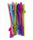 20 X Bright Colour Willy Drinking Nude Hens Night Games Party Penis Dick Straws