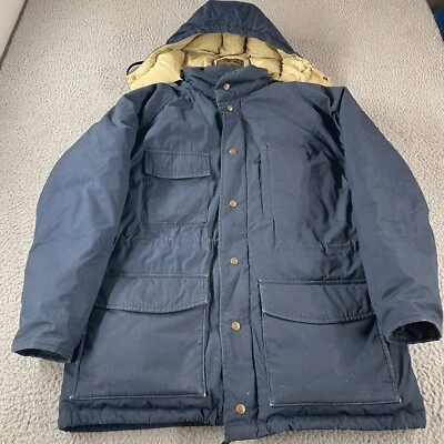 VTG 80s Eddie Bauer Jacket Mens Large Goose Down Hooded Chore Parka Coat *READ* - Image 1 of 4