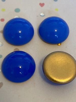 Vintage Czech Flatback Preciosa Cabochon Blue Opal 13mm Round CRAFT Pack of 4 - Image 1 of 3