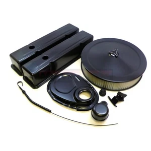 Tall SBC Small Block Chevy Black Engine Dress Up Kit Valve Cover Air Cleaner - Bild 1 von 3