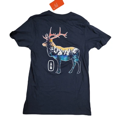 Camiseta masculina pequena azul veado ao ar livre baixo veado veado - Imagem 1 de 4