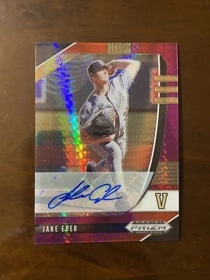 2020 Prizm Draft Picks Jake Eder Hyper RC Marlins Vanderbilt Auto PDP104 - Image 1 of 2