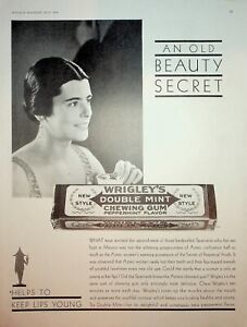Original 1930 Wrigley's Ad: An Old Beauty Secret; Helps to Keep Lips Young
