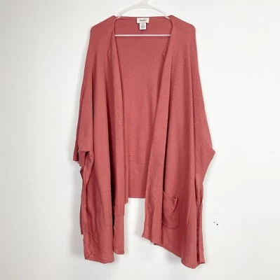 Neiman Marcus Sweater Womens Size XL Rose Pink Cardigan Dolman Side Slits Linen - Image 1 of 4