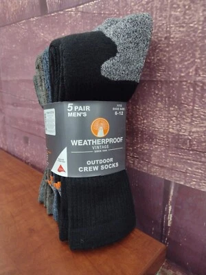 Weatherproof Vintage Mens Outdoor Crew Socks Multicolored 5 Pack Size 6-12 - Image 1 of 4