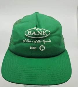 VTG FDIC Bank of The Ozarks Trucker Hat Cap Green Made in USA Z23 - Picture 1 of 9