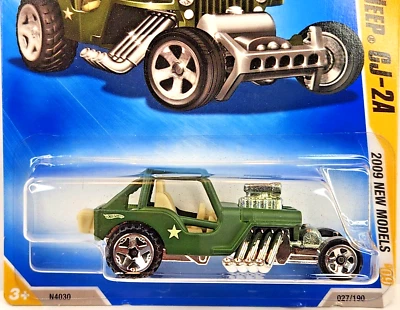 2009 1:64 Hot Wheels New Models 27/42 Custom '42 Jeep CJ-24 O.D. Green 027/190 - Image 1 of 4