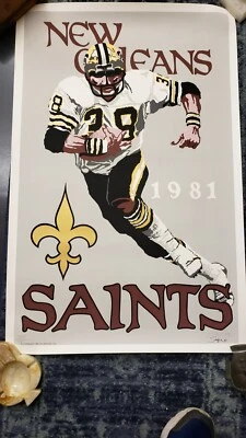 1981 Philip Sage New Orleans Saints NFL Poster Print Signed Numbered - Image 1 of 4