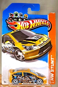 2013 Hot Wheels #91 HW Stunt-Road Rally CITROEN C4 RALLY Yellow w/White 10 Spoke - Picture 1 of 5