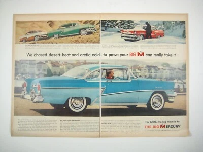 1956 Vintage Mercury Car Print Advertisement 2 Páginas Deserto Inverno MOD Carro LEIA - Imagem 1 de 2