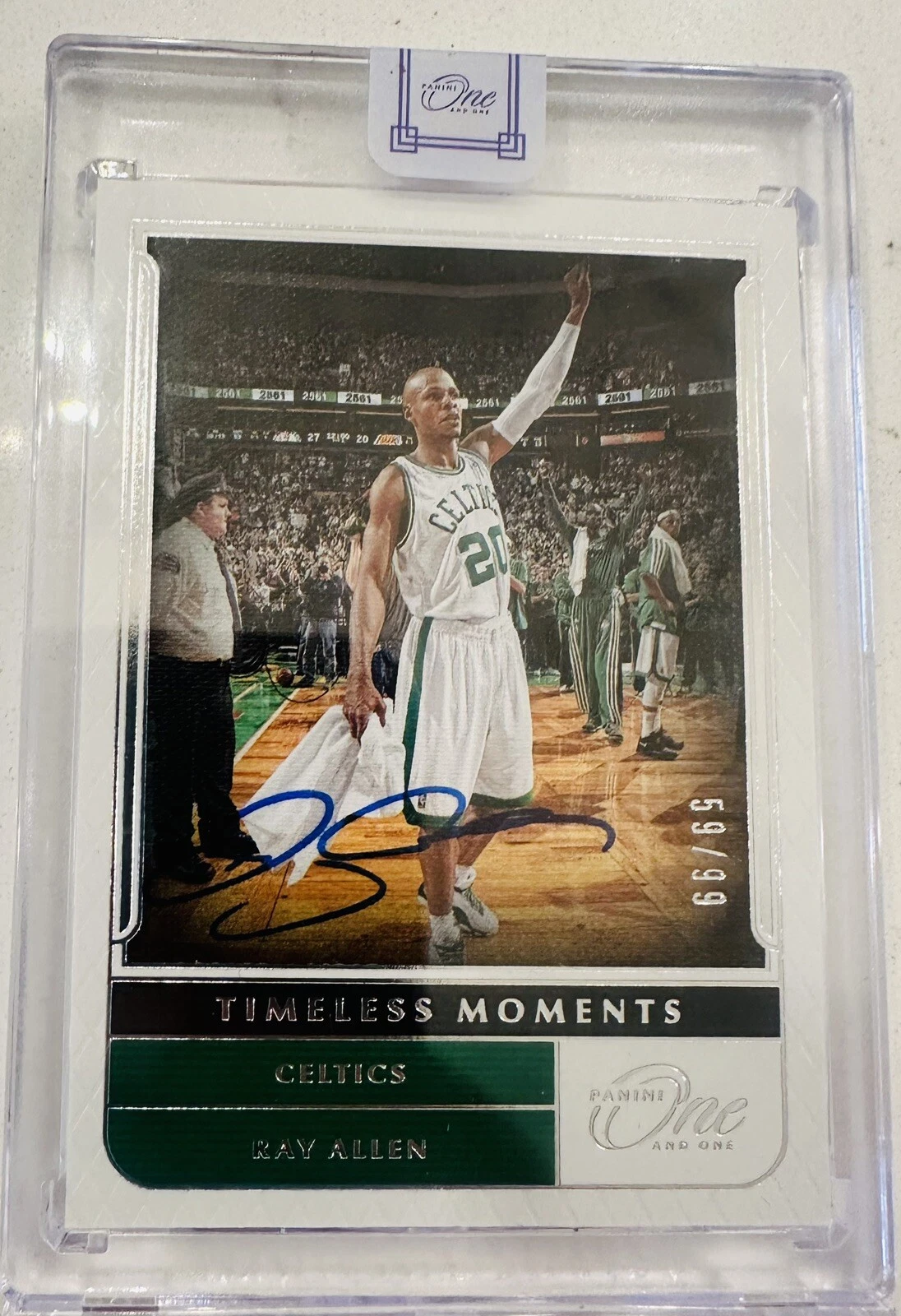 2021-2022 PANINI ONE AND ONE RAY ALLEN TIMELESS MOMENTS AUTO 59/99 Celtics Rare