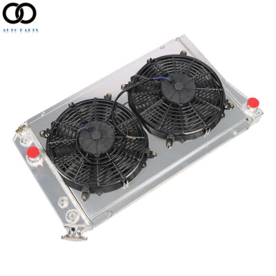 FOR 82-90 CORVETTE C4/S10 V8 3-ROW ALUMINUM CORE RACING RADIATOR+PULL FAN SHROUD - Image 1 of 4