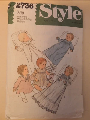 (1979) Style 2736 Sewing pattern baby Child Christening Layette Gowns cut age 6m - Image 1 of 4