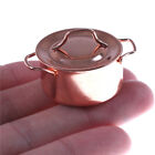 Mini Soup pot 1/12 Dollhouse Miniature Kitchen Copper Pot with Lid BDf8