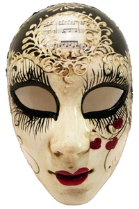 MAR 4 - A QUALITY ITALIAN FULL FACE MASK HANDPAINTED BY ARTISANS, PIERROT 'LOVE' - Picture 1 of 4
