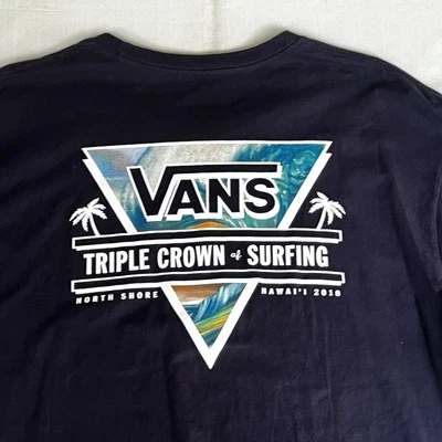 2018 Vans Triple Crown Of Surfing Shirt L Nvy North Shore Oahu Pipeline WSL 2975 - Image 1 of 4