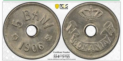 WORLD SILVER COIN: * 1906 J ROMANIA 5 BANI PCGS MS63 * - Image 1 of 4