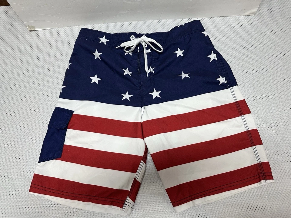 Pantalones Cortos Bandera EE. UU. Para Hombres M Estrella Patriótica Lentejuelas Rojo Blanco Azul 4 de Julio Foto 1 de 4