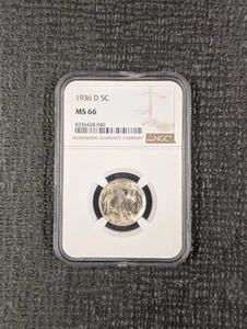 1936 D MS 66 Buffalo Nickel NGC 5c - Gem BU w/ Great Mint Luster - Picture 1 of 4