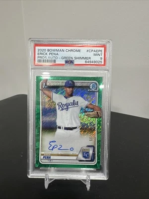 2020 Bowman Chrome Autographs Erick Pena #CPA-EPE Green Shimmer Refractor /99 - Image 1 of 2