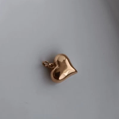 18K Rose Gold Puffed Heart Pendant 11mm Charm 💛 Stamped 750 NEW NWOT Foto 1 de 4