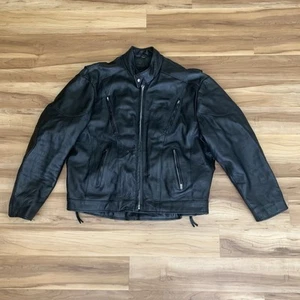 Interstate Leather Biker Motorcycle Riding Jacket Black Mens 3XL Quilted Lined - Picture 1 of 21
