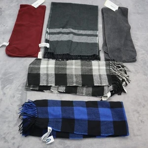 Old Navy Scarf Unisex Adult Lot Of 5 Plaid Solid Fleece Fringe Trim Active - Picture 1 of 24
