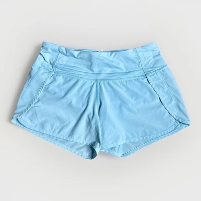 Pantalones Cortos Lululemon Hotty Hot Para Mujer 4 Azul Claro Relajado HR 2.5 pulgadas Correr Gimnasio Foto 1 de 4