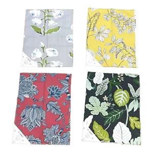 Set Of 4 Floral Indoor Outdoor Kaufman Fabric Samples Crafts Quilting Pillows - Picture 1 of 21