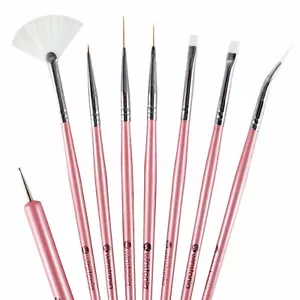 Winstonia Nail Art Brushes - Gel Detailer Thin Striping Liner Brush + Dotter Set - Picture 1 of 4