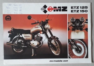 IFA MZ ETZ Range Brochure / Leaflet c.1984 - ETZ 125 150 - Picture 1 of 2