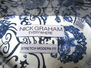 NEW~NICK GRAHAM EVERYWHERE FLORAL DRESS SHIRT~Large 16-16.5"~MODERN FIT-STRETCH - Picture 1 of 13