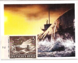 U BOAT 1943 Germania nazista 3° Terzo Reich eroe di guerra sottomarino in azione francobollo MNH - Foto 1 di 1
