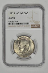 1982 P NO "FG" 50C Kennedy Half Dollar NGC MS 66 Just Graded - Picture 1 of 2