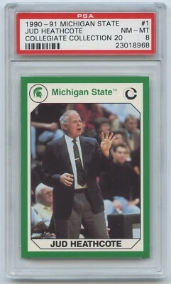 1990-91 Michigan State 20 #1 JUD HEATHCOTE PSA 8 NM-MT  Rookie / 1st Card - Image 1 of 2