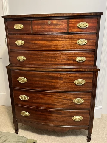 Dixie HighBoy 6 Drawer Mahogany Dresser Cover