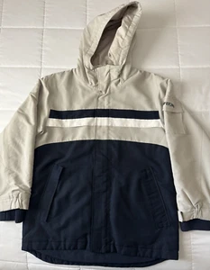 Gap Boys Blue & Tan Fleece Lined Hooded Jacket Size 12 - Picture 1 of 13