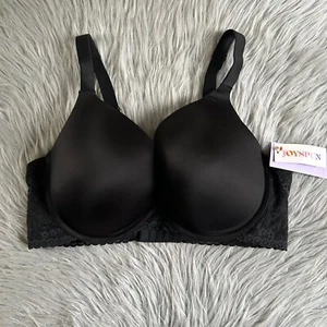 Joyspun Plunge Bra Womens Size 42DD Black Padded Push Up Underwire Back Closure - Picture 1 of 7